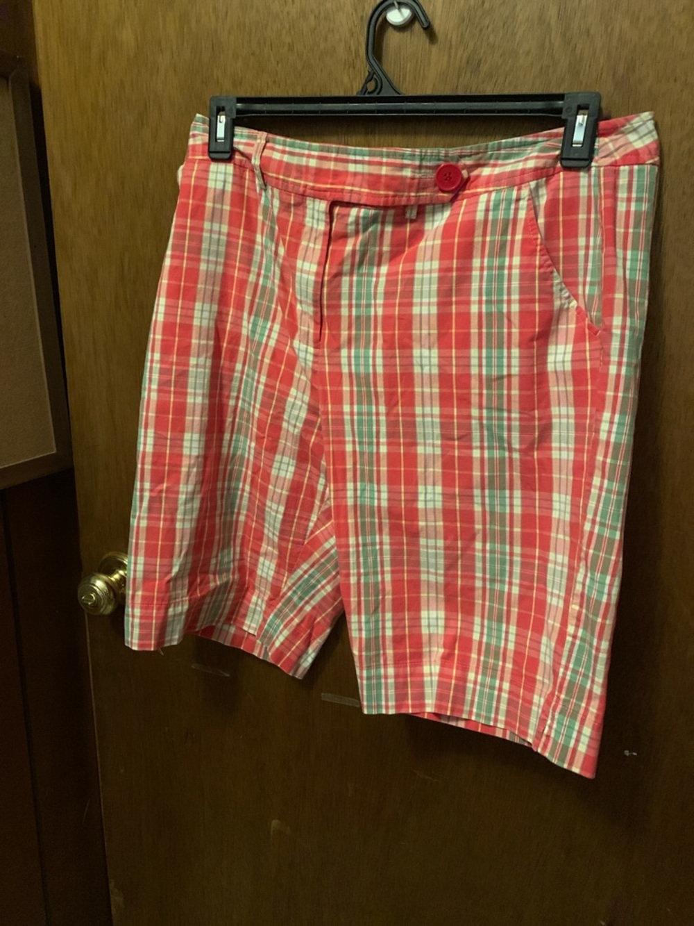 Harve Benard Coral Plaid Bermuda Shorts